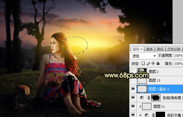 Photoshop調(diào)制出唯美的晨曦逆光草坡上的人物圖片