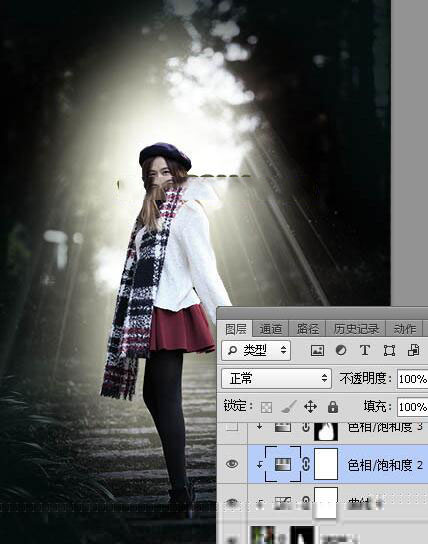 Photoshop給美女人像照片添加冷色主題光線裝飾教程