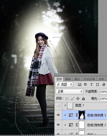 Photoshop給美女人像照片添加冷色主題光線裝飾教程