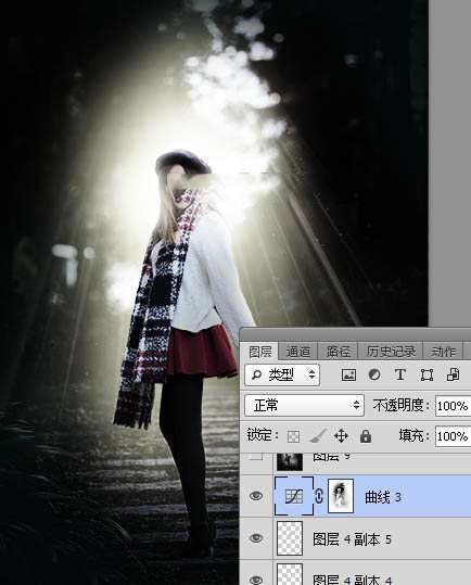 Photoshop給美女人像照片添加冷色主題光線裝飾教程