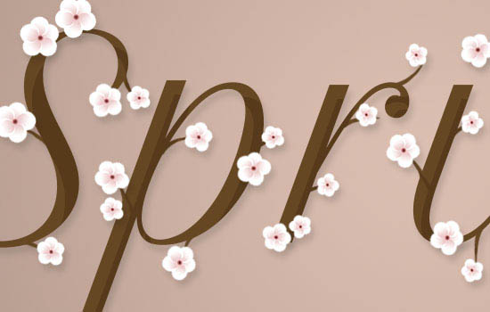 Photoshop制作桃花裝飾的春季spring藝術(shù)字教程