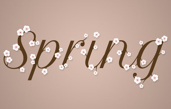Photoshop制作桃花裝飾的春季spring藝術(shù)字教程