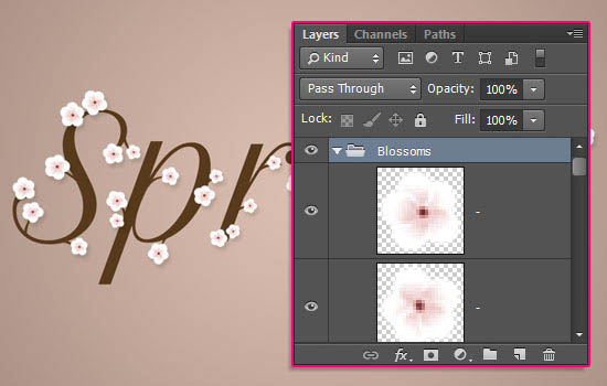 Photoshop制作桃花裝飾的春季spring藝術(shù)字教程