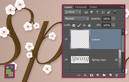 Photoshop制作桃花裝飾的春季spring藝術(shù)字教程