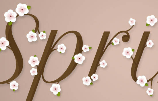Photoshop制作桃花裝飾的春季spring藝術(shù)字教程