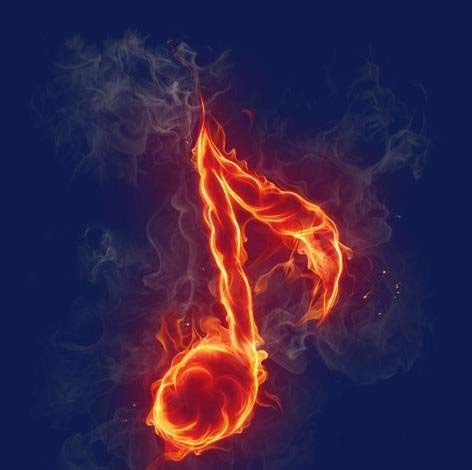 Ps怎么是做火焰效果的音乐符号?