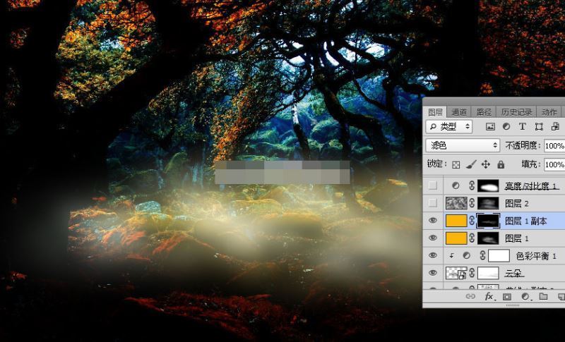 photoshop合成一張白衣天使在森林深處的夢(mèng)幻效果圖