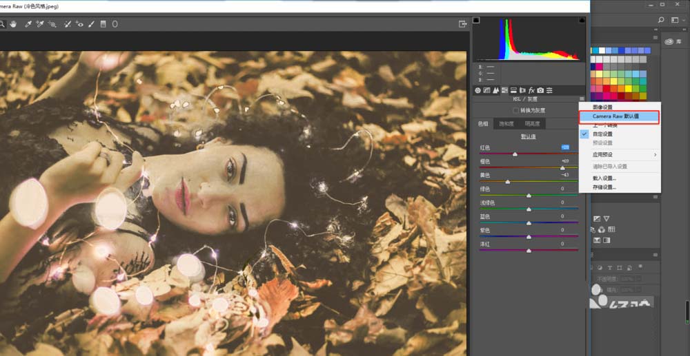 ps怎么恢復(fù)camera raw默認(rèn)值?