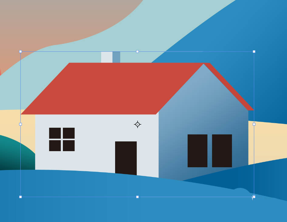 PS怎么手繪落日炊煙商業(yè)插畫? PS山村風(fēng)景矢量圖的畫法