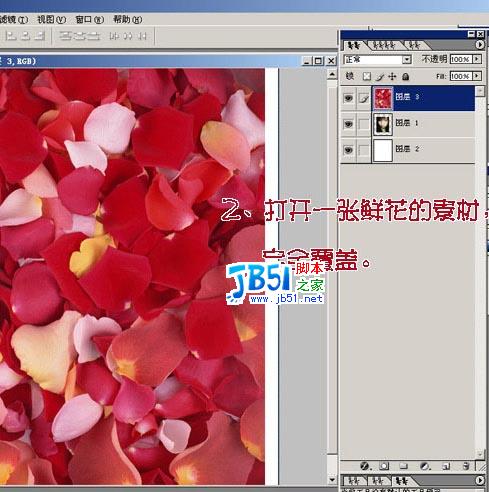 Photoshop照片合成_玫瑰花瓣围绕的女孩