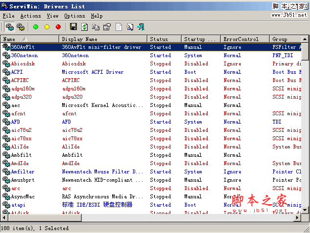 ServiWin V1.62 绿色英文版 管理系统的服务的工具