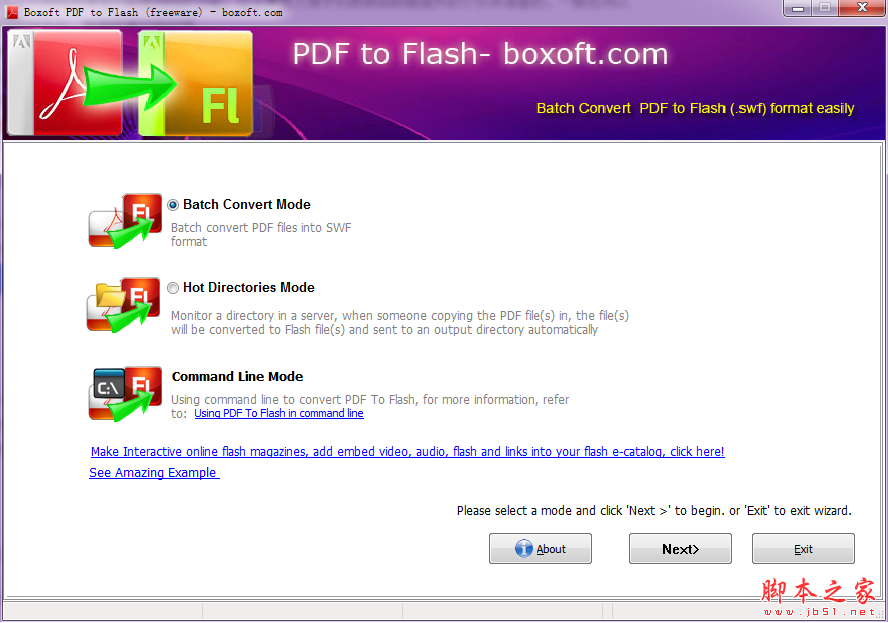Boxoft PDF to Flash(PDF文件批量转换FLASH) V1.1 免费安装版