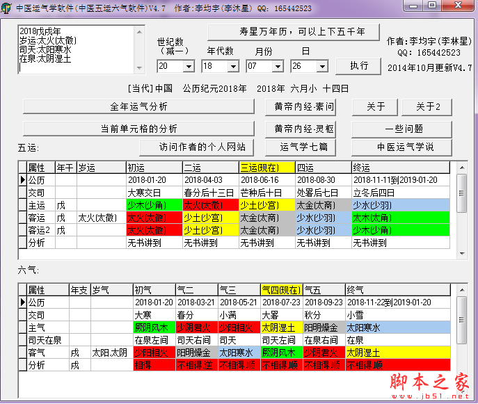 中医运气学软件(五运六气软件) V4.7 免费绿色版