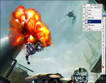 PS鼠绘太空机器人战斗场景