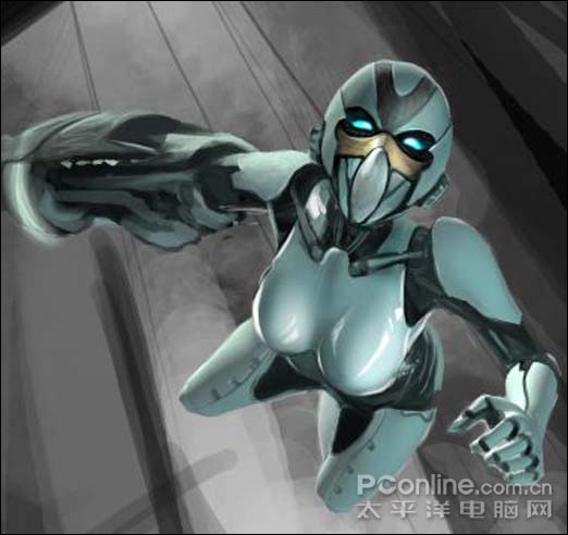 PS鼠绘太空机器人战斗场景