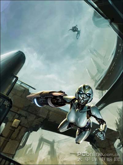 PS鼠绘太空机器人战斗场景