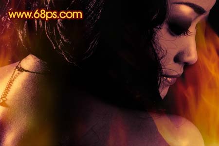 Photoshop 红色的光影望背影特效