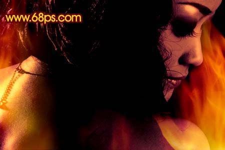 Photoshop 红色的光影望背影特效