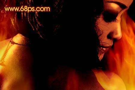 Photoshop 红色的光影望背影特效