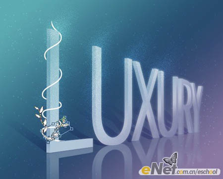 Photoshop 立体透视花纹字