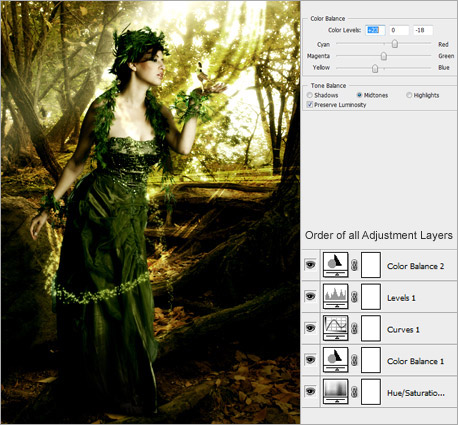 photoshop 合成超梦幻的森林天使