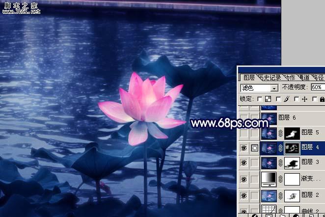 Photoshop 紫色荷花