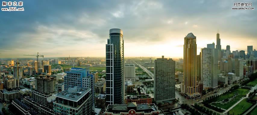 photoshop 上空俯瞰整座城市图