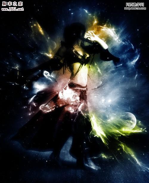 Photoshop 材质合成令人赞美的光环舞者