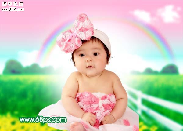 Photoshop 宝宝照片加上梦幻装饰效果