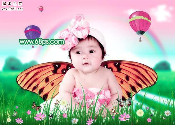 Photoshop 宝宝照片加上梦幻装饰效果