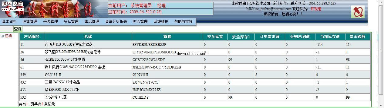 asp.net 风帆通用进销管理系统 