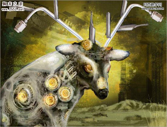 Photoshop 画笔绘制高科技神奇的鹿