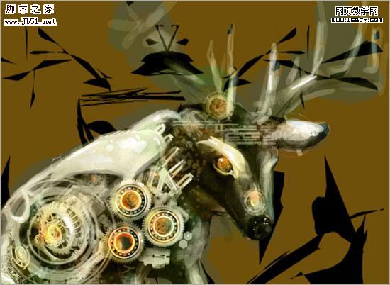 Photoshop 画笔绘制高科技神奇的鹿