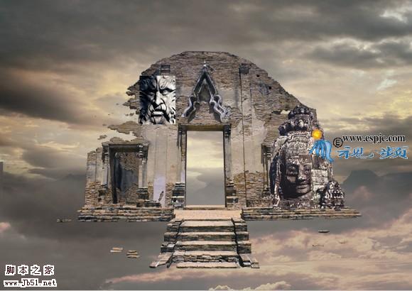 photoshop 经典合成空中的灵异城堡
