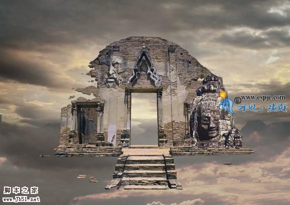 photoshop 经典合成空中的灵异城堡