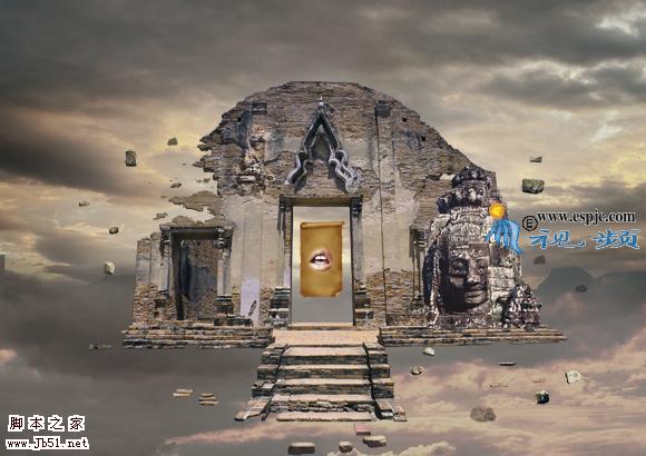 photoshop 经典合成空中的灵异城堡