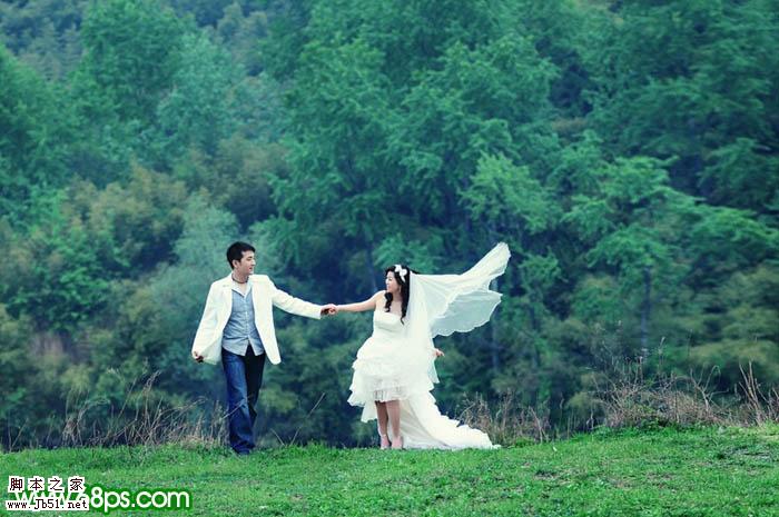 Photoshop 打造梦幻的绿色艺术婚片