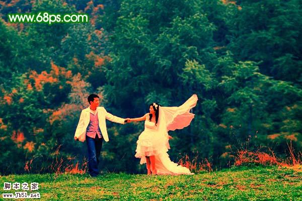 Photoshop 打造梦幻的绿色艺术婚片