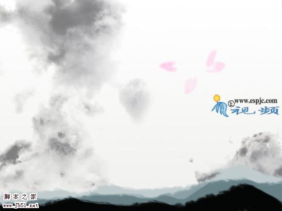 photoshop 鼠绘写意风格水墨荷花