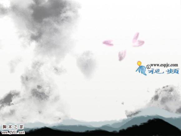 photoshop 鼠绘写意风格水墨荷花