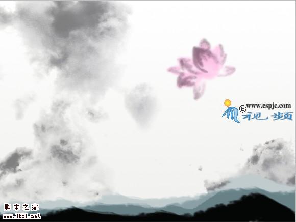 photoshop 鼠绘写意风格水墨荷花