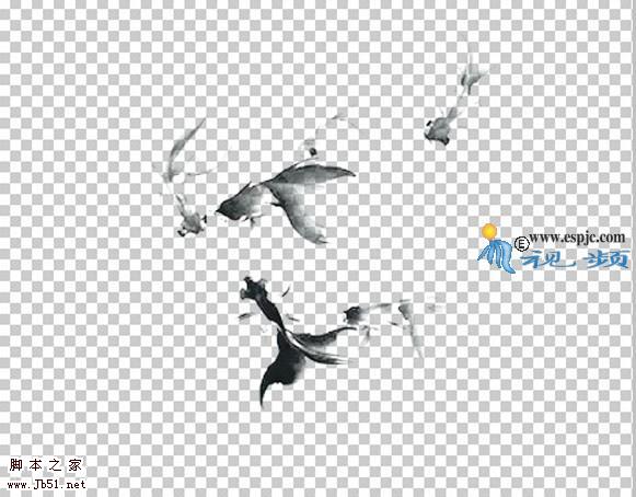 photoshop 鼠绘写意风格水墨荷花