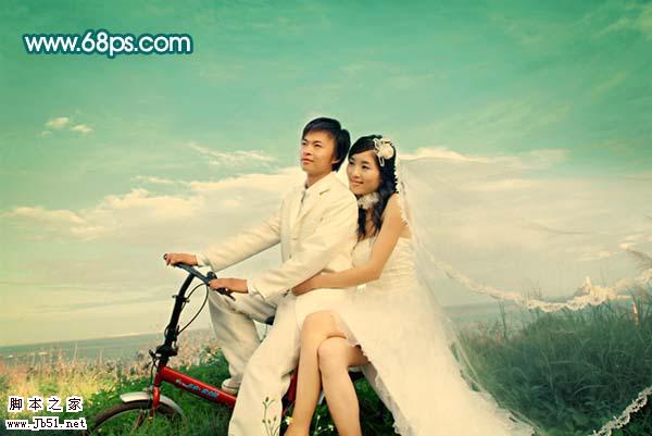 Photoshop 外景婚片温馨的暖色调