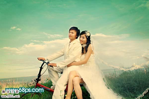 Photoshop 外景婚片温馨的暖色调