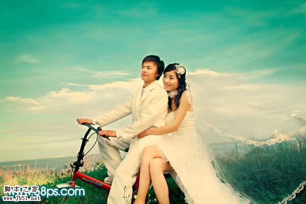 Photoshop 外景婚片温馨的暖色调