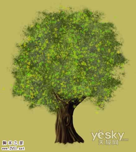 Photoshop 鼠绘梦幻的绿色卡通树