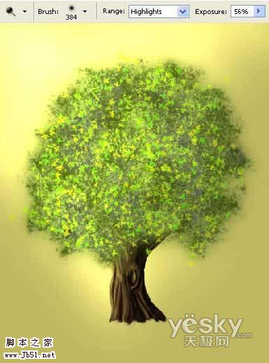 Photoshop 鼠绘梦幻的绿色卡通树