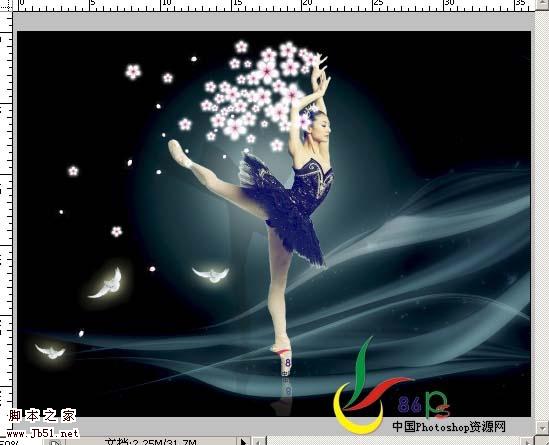 photoshop 合成优美的舞蹈场景