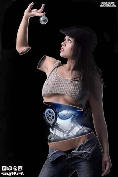 photoshop 创意合成半人半机器的美女机器人