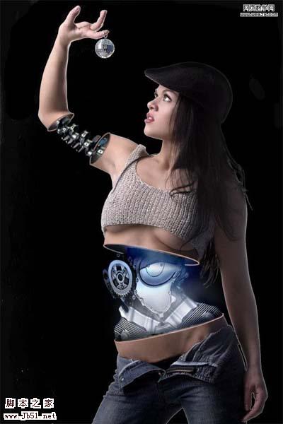 photoshop 创意合成半人半机器的美女机器人